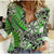 (Custom Personalised) Hawaii Women Casual Shirt Tribal Plumeria With Polynesian Turtle Ver.01 LT14 Female Green - Polynesian Pride