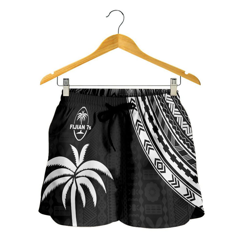 Fiji Rugby Sevens Women Shorts Fijian 7s Tapa Polynesian LT13 Black - Polynesian Pride