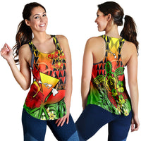 Hawaii Flowers Women Racerback Tank Color Tribal Pattern Hawaiian LT13 - Polynesian Pride