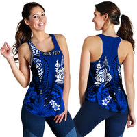 (Custom Personalised) New Caledonia Women Racerback Tank Nautilus Blue Polynesian Hibiscus LT13 - Polynesian Pride