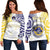 Hawaii - Kanaka Waipahu High School Off Shoulder Sweater Demodern Style AH White - Polynesian Pride