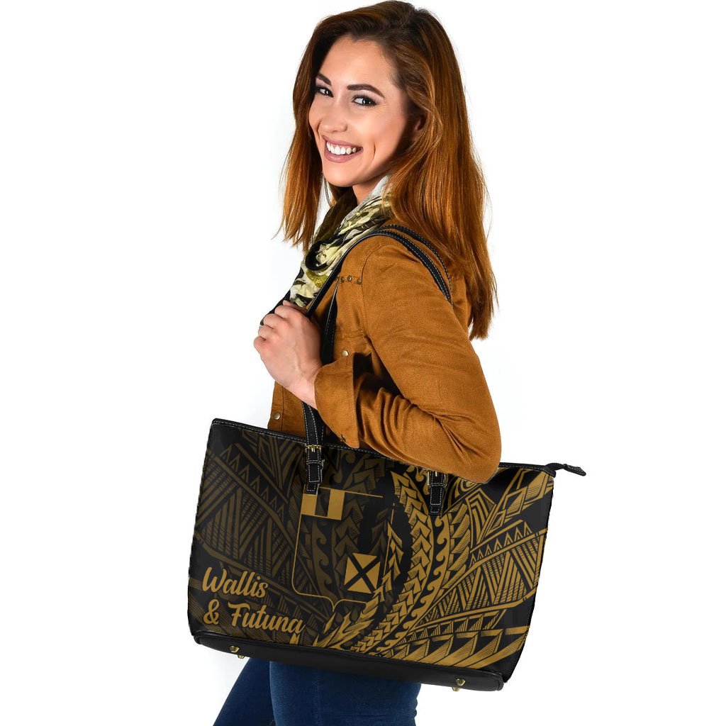 Wallis and Futuna Leather Tote - Wings Style Black - Polynesian Pride