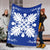 Hawaiian Quilt Maui Plant And Hibiscus Premium Blanket - White Blue - AH - Polynesian Pride