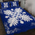 Hawaiian Quilt Maui Plant And Hibiscus Pattern Quilt Bed Set - White Blue - AH - Polynesian Pride