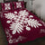 Hawaiian Quilt Maui Plant And Hibiscus Pattern Quilt Bed Set - White Burgundy - AH - Polynesian Pride