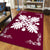 Hawaiian Quilt Maui Plant And Hibiscus Pattern Area Rug - White Burgundy - AH - Polynesian Pride