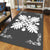 Hawaiian Quilt Maui Plant And Hibiscus Pattern Area Rug - White Gray - AH - Polynesian Pride