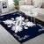 Hawaiian Quilt Maui Plant And Hibiscus Pattern Area Rug - White Indigo - AH - Polynesian Pride