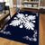 Hawaiian Quilt Maui Plant And Hibiscus Pattern Area Rug - White Indigo - AH - Polynesian Pride