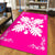 Hawaiian Quilt Maui Plant And Hibiscus Pattern Area Rug - White Pink - AH - Polynesian Pride