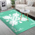 Hawaiian Quilt Maui Plant And Hibiscus Pattern Area Rug - White Seafoarm - AH - Polynesian Pride