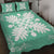 Hawaiian Quilt Maui Plant And Hibiscus Pattern Quilt Bed Set - White Seafoarm - AH - Polynesian Pride