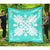 Hawaiian Quilt Maui Plant And Hibiscus Premium Quilt - White Turquoise - AH White - Polynesian Pride