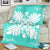 Hawaiian Quilt Maui Plant And Hibiscus Premium Blanket - White Turquoise - AH - Polynesian Pride