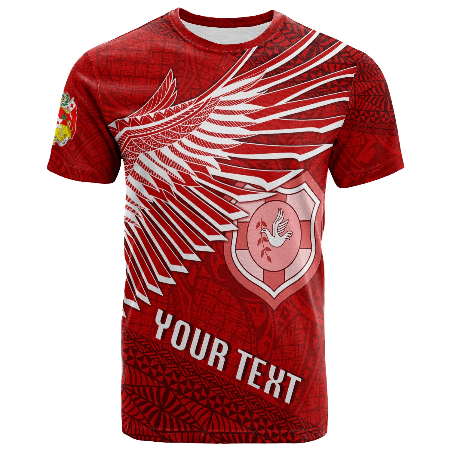 Custom Tonga Rugby T Shirt Ikale Tahi Soaring Wings LT7 Unisex Red - Polynesian Pride