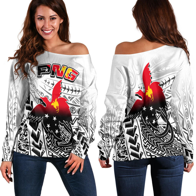 Papua New Guinea Patterns Off Shoulder Sweater LT6 - Polynesian Pride