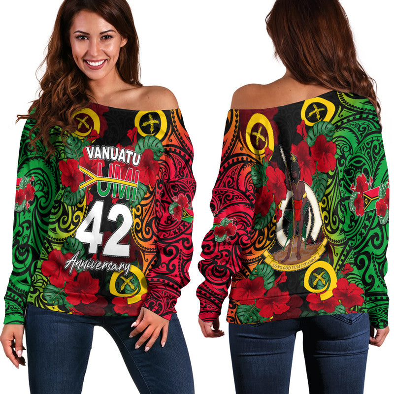 Vanuatu Yumi 42 Off Shoulder Sweater LT6 - Polynesian Pride