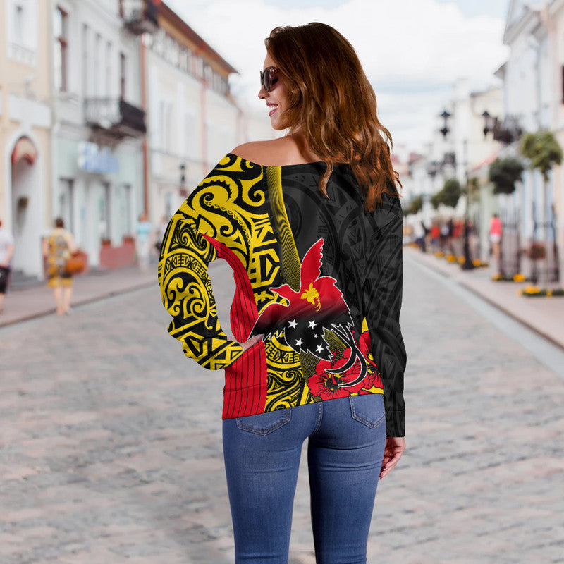 Papua New Guinea Women Off Shoulder Sweater Vibe Style LT6 - Polynesian Pride