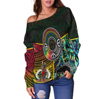 Vanuatu Mix Maori And Aboriginal Off Shoulder Sweater LT6 - Polynesian Pride