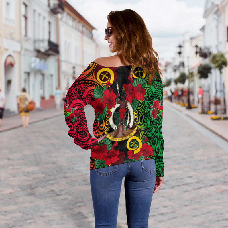Vanuatu Yumi 42 Off Shoulder Sweater LT6 - Polynesian Pride