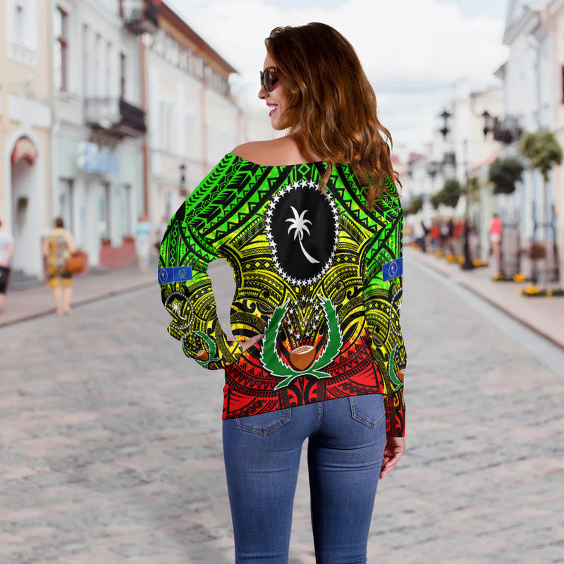 Micronesia Culture Day Women's Off Shoulder Sweater Chuuk And Pohnpei Reggae Style LT6 LT6 - Polynesian Pride