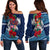 Fiji Patterns With Hibiscus Off Shoulder Sweater LT6 - Polynesian Pride