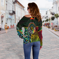 Vanuatu Mix Maori And Aboriginal Off Shoulder Sweater LT6 - Polynesian Pride