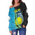 Hawaiian Map Honu Hibiscus Tropic Green Polynesian Women's Off Shoulder Sweater - AH - Polynesian Pride