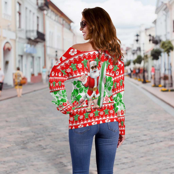 Off the shoulder santa sweater best sale