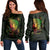 Hawaii Warrior Hibiscus Polynesian Women's Off Shoulder Sweater - Flo Style - AH Green - Polynesian Pride