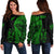 (Custom Personalised) New Zealand Haka Rugby Maori Women Off Shoulder Sweater Silver Fern Vibes - Green LT8 - Polynesian Pride