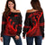 (Custom Personalised) New Zealand Rugby Maori Women Off Shoulder Sweater Silver Fern Koru Vibes - Red LT8 - Polynesian Pride