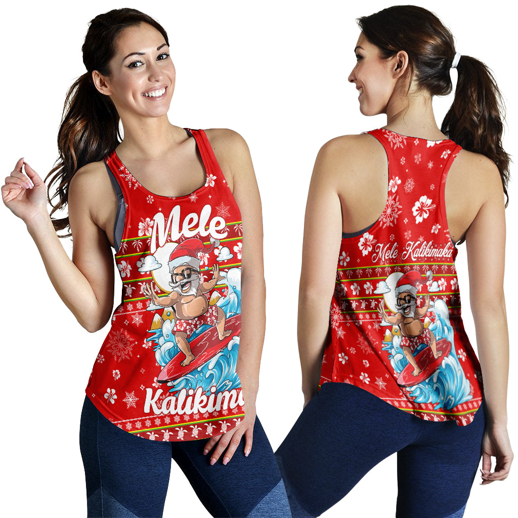 Hawaii Christmas Santas Surf Mele Kalikimaka Women Tank Top - LT2 - Polynesian Pride