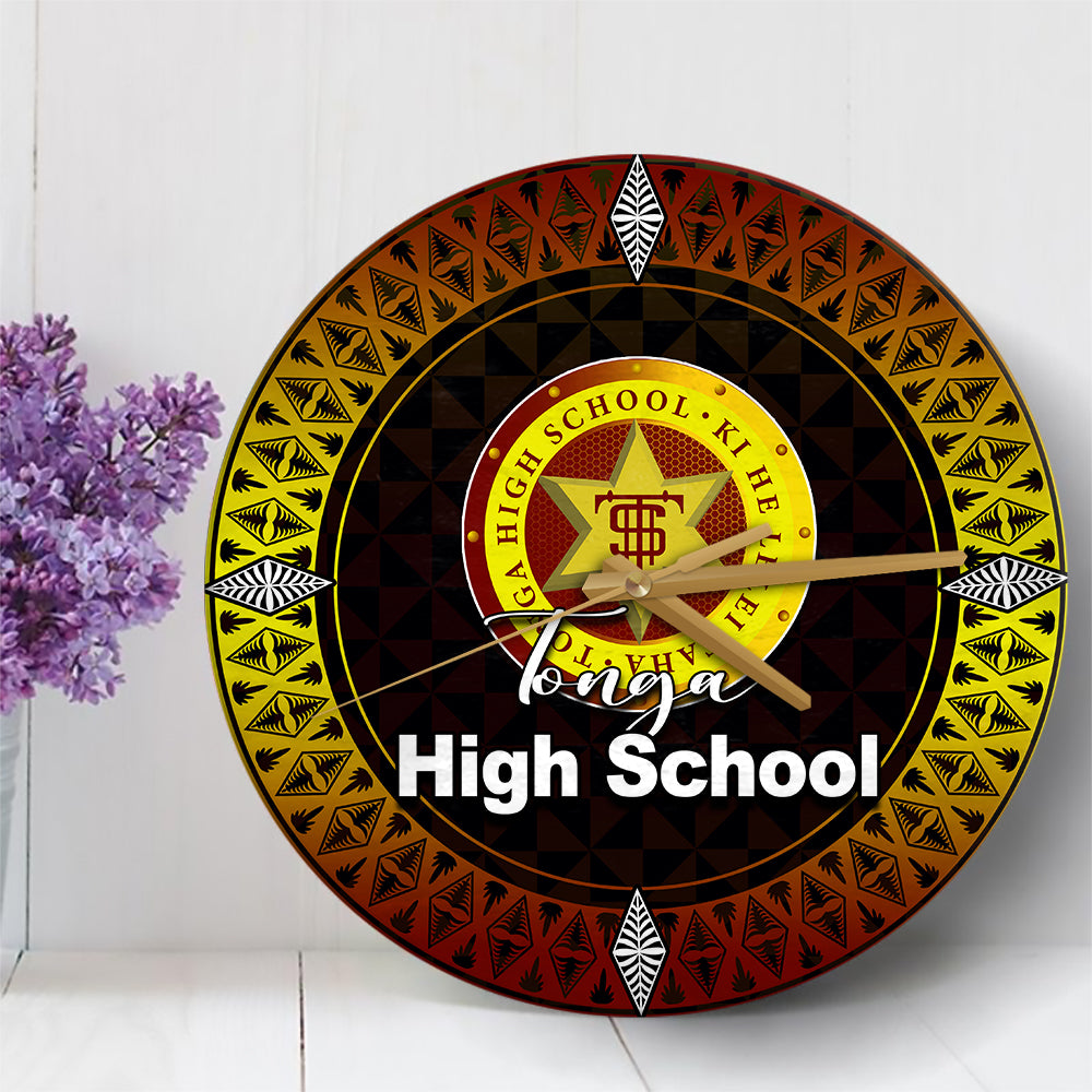 Tonga High School Wall Clock Polynesian Circle LT6 30 cm Brown - Polynesian Pride