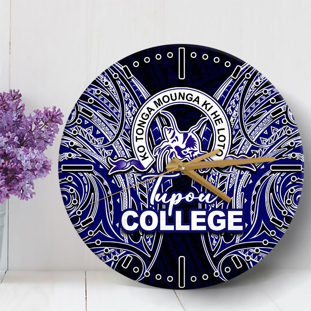 Tupou College Wall Clock Polynesian Tattoo No.1 LT6 30 cm Blue - Polynesian Pride