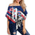 Hawaii King Flag Kanaka Map Polynesian Women's Off Shoulder Wrap Waist Top - Won Style - AH Female Blue - Polynesian Pride