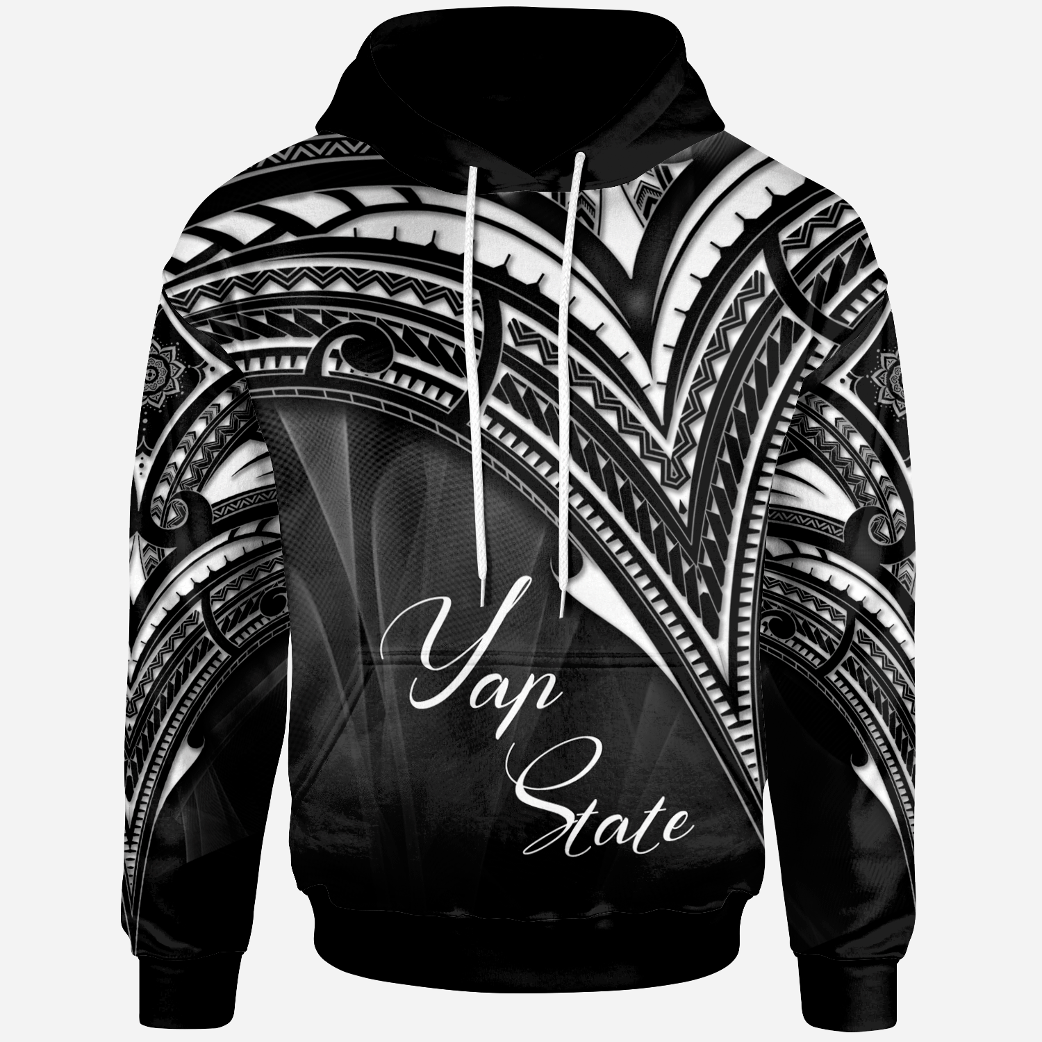 Yap State Hoodie Cross Style Unisex Black - Polynesian Pride