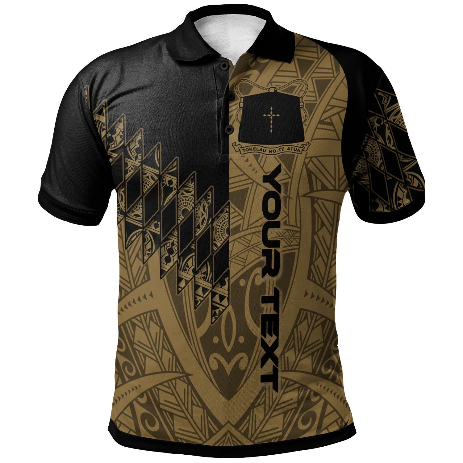 Tokelau Custom Polo Shirt Gold Color Symmetry Style Unisex Black - Polynesian Pride