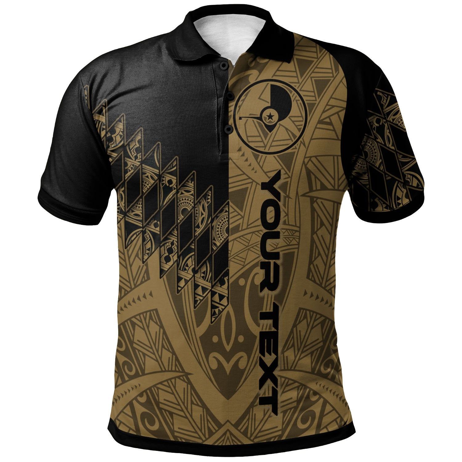 Yap Custom Polo Shirt Gold Color Symmetry Style Unisex Black - Polynesian Pride