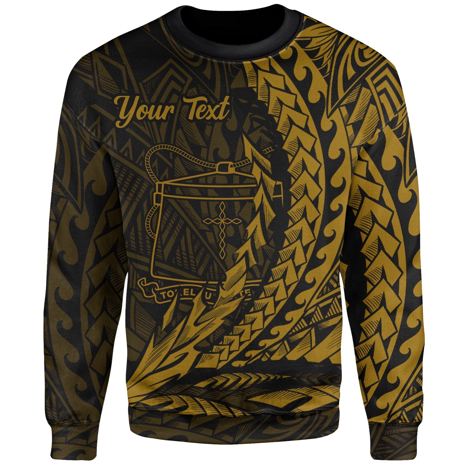 Tokelau Custom Personalised Sweatshirt - Wings Style Gold Color Unisex Gold - Polynesian Pride