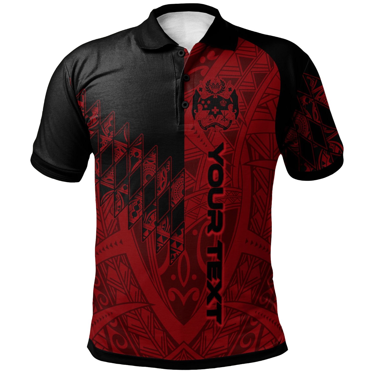 Tonga Custom Polo Shirt Red Color Symmetry Style Unisex Black - Polynesian Pride