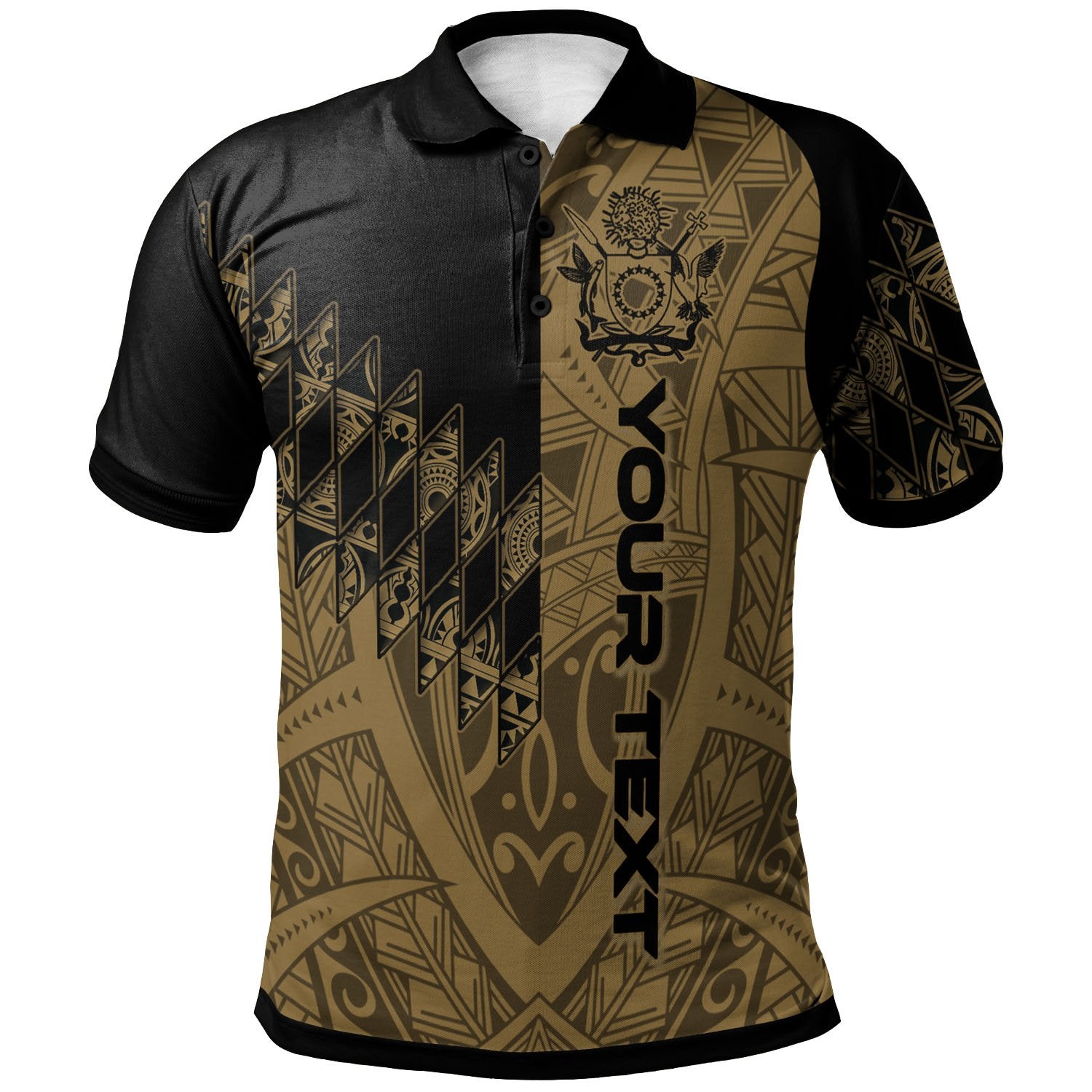 Cook Islands Custom Polo Shirt Gold Color Symmetry Style Unisex Black - Polynesian Pride