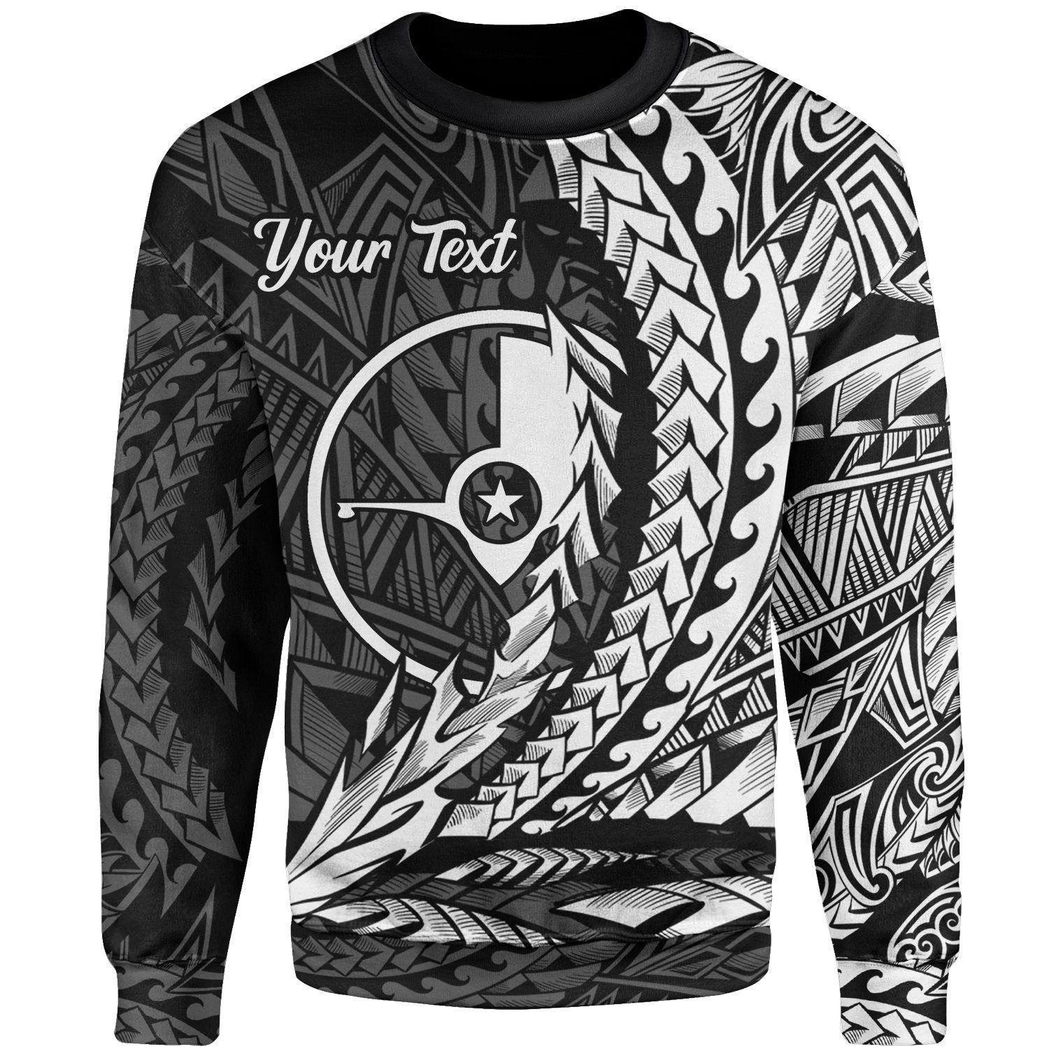 Yap Custom Personalised Sweatshirt - Wings Style White Color Unisex Black - Polynesian Pride