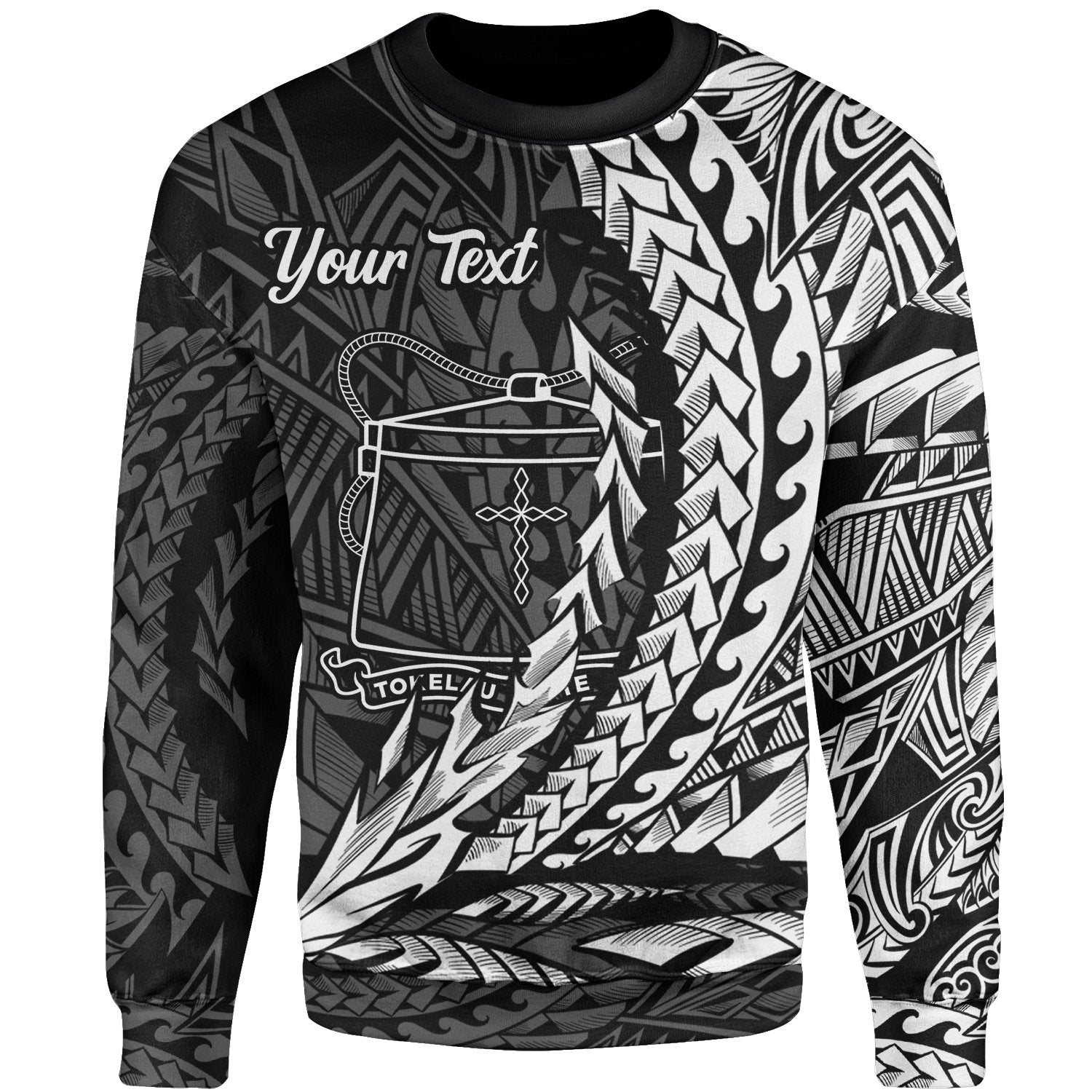 Tokelau Custom Personalised Sweatshirt - Wings Style White Color Unisex Black - Polynesian Pride