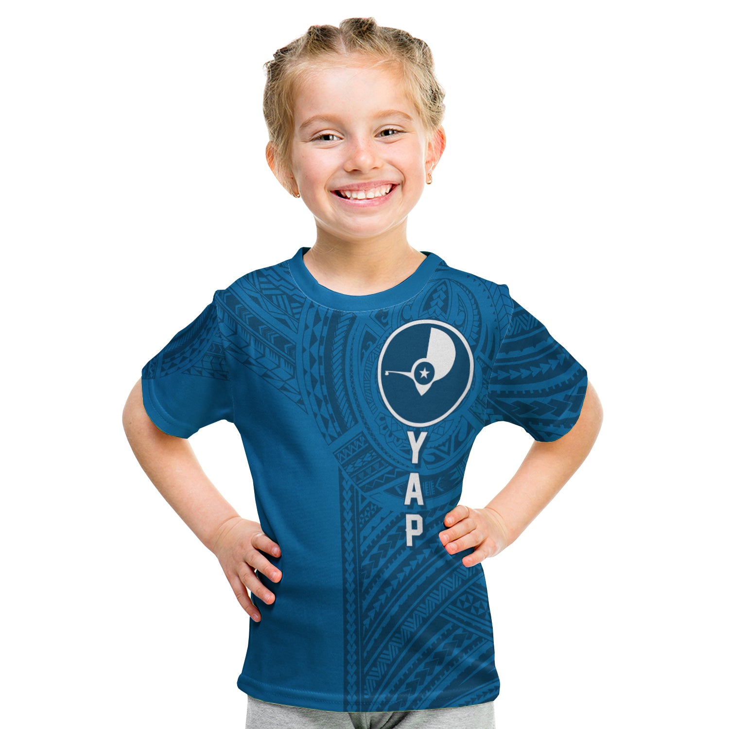(Custom Personalised) Fsm Yap Micronesian Pattern Kid T Shirt Tattoo Style LT7 Youth XL Size14 - Polynesian Pride