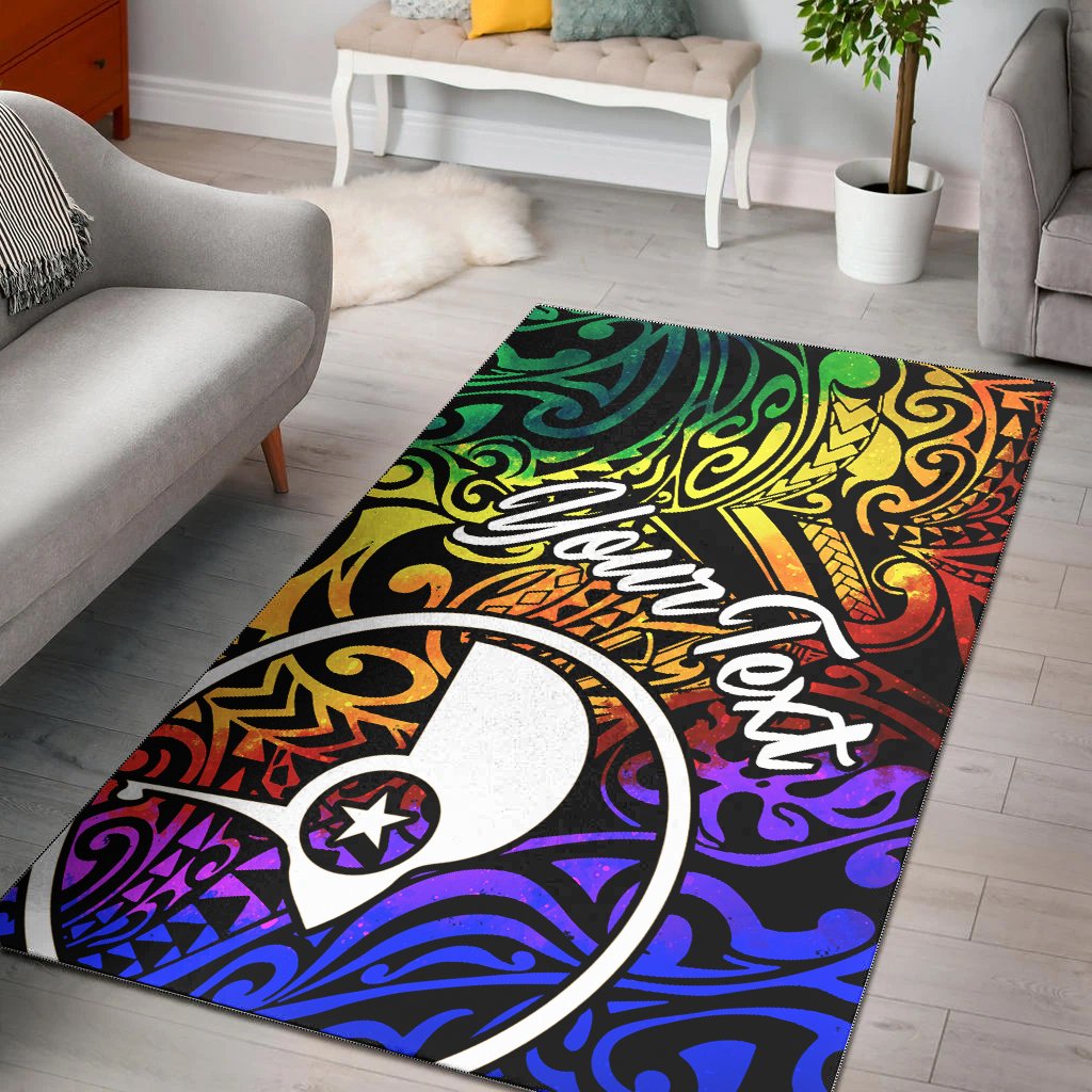 Yap Custom Personalised Area Rug - Rainbow Polynesian Pattern Rainbow - Polynesian Pride