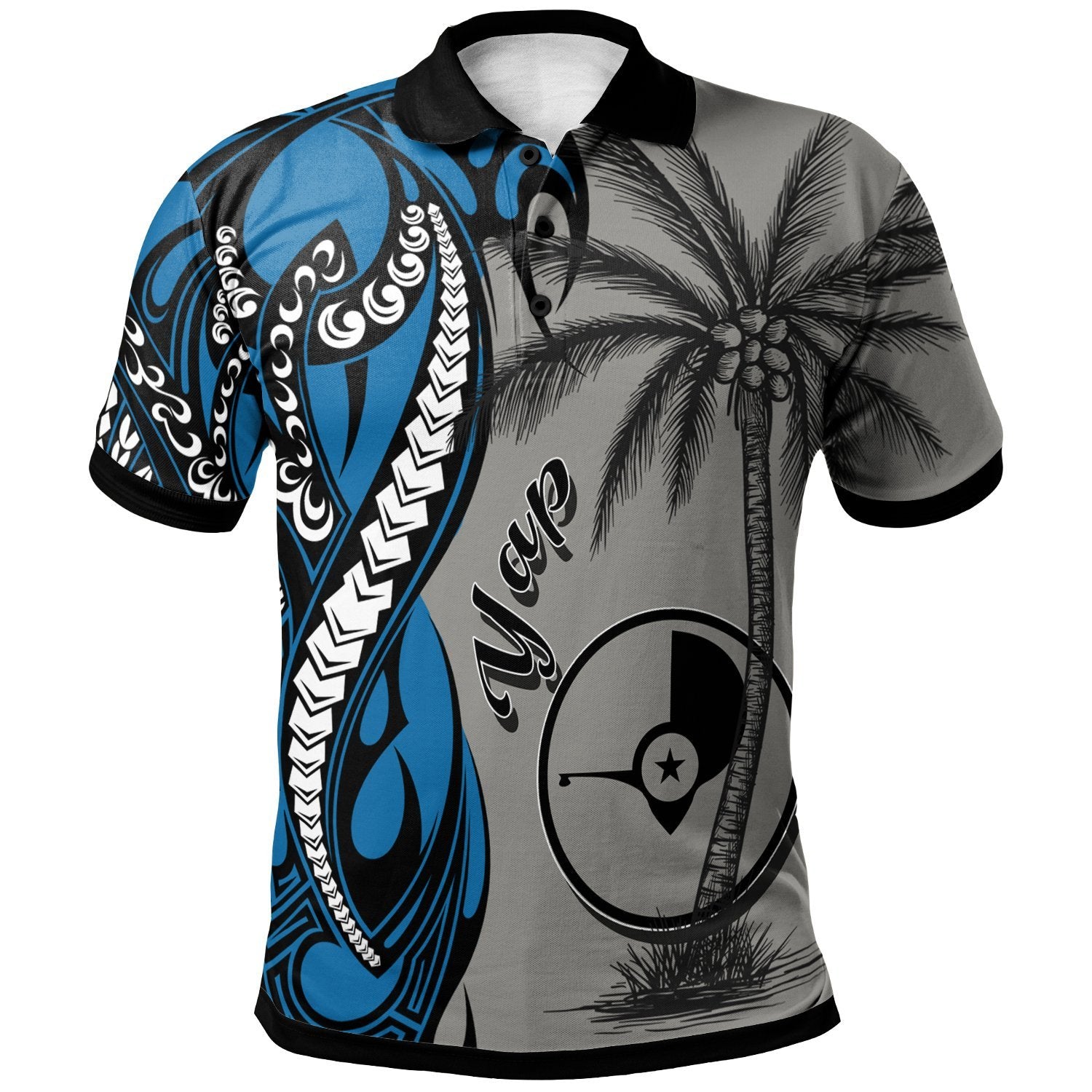 Yap Polo Shirt Classical Coconut Tree Unisex Gray - Polynesian Pride