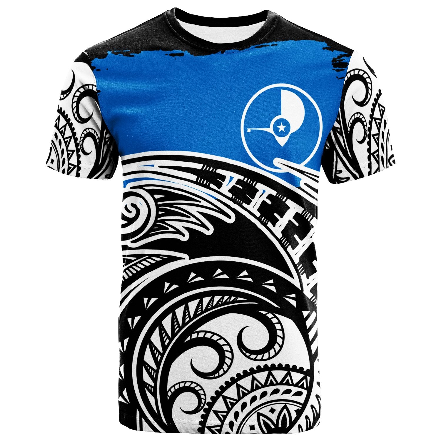 Yap T Shirt Ethnic Style With Round Black White Pattern Unisex Black - Polynesian Pride