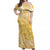 Polynesian Off Shoulder Long Dress Tapa Plumeria Style - Yellow LT7 Women Yellow - Polynesian Pride