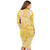 Polynesian Long Sleeves Bodycon Dress Tapa Plumeria Style - Yellow LT7 - Polynesian Pride